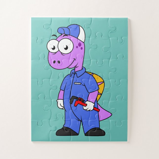 Quebra-cabeça Ilustração De Um Canalizador De Espinossauro. (Vertical)