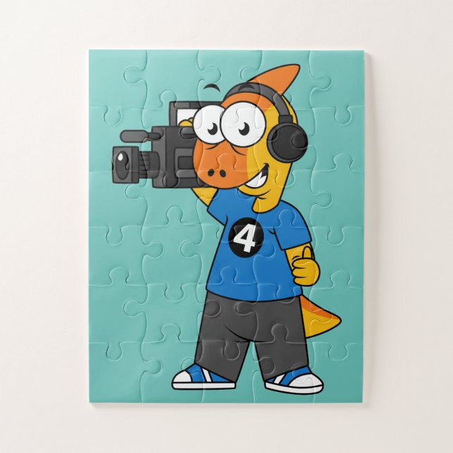 Quebra-cabeça Ilustração De Um Operador De Câmara Parasaurolophu (Vertical)