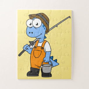 Quebra-cabeça Ilustração De Um Pescador De Allosaurus.