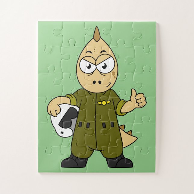 Quebra-cabeça Ilustração De Um Piloto De Jato De Allosaurus. (Vertical)