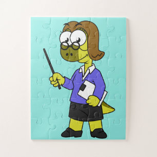 Quebra-cabeça Ilustração De Um Professor De Paquicéfalossauro.