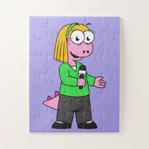 Quebra-cabeça Ilustração De Um Repórter De Notícias Do Allosauru