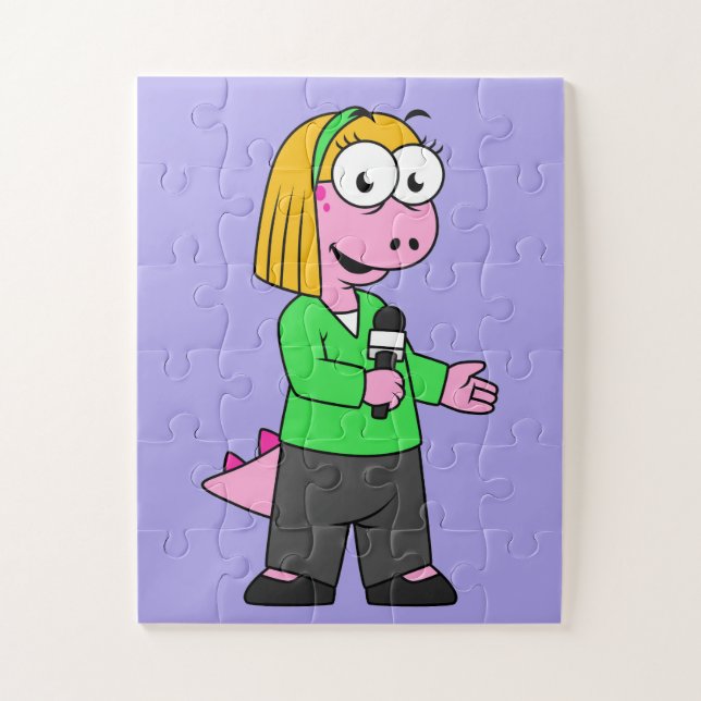 Quebra-cabeça Ilustração De Um Repórter De Notícias Do Allosauru (Vertical)