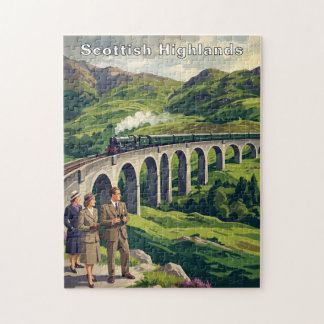 Quebra-cabeça Ilustração de Viagem Antiga das Terras Altas da Es