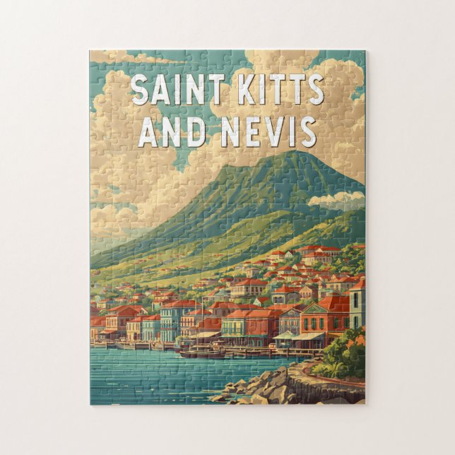 Quebra-cabeça Ilustração de Viagem Arte de São Cristóvão e Nevis (Vertical)