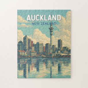 Quebra-cabeça Ilustração de Viagem Arte Retro Auckland Nova Zelâ