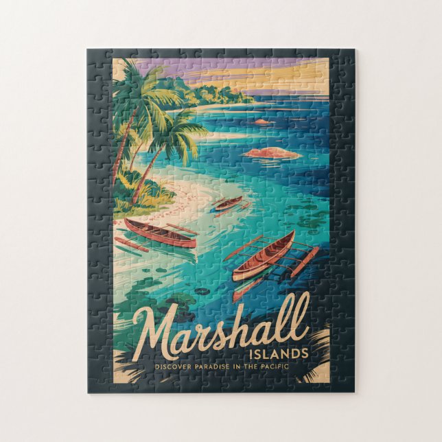 Quebra-cabeça Ilustração de viagem da costa das Ilhas Marshall A (Vertical)