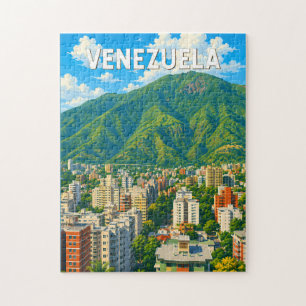 Quebra-cabeça Ilustração de viagem da Venezuela Arte Vintage