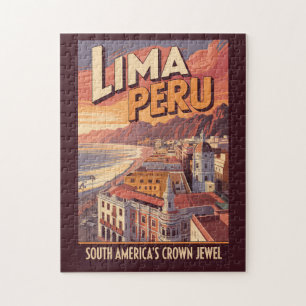 Quebra-cabeça Ilustração de Viagem de Arte Vintage da Costa de L