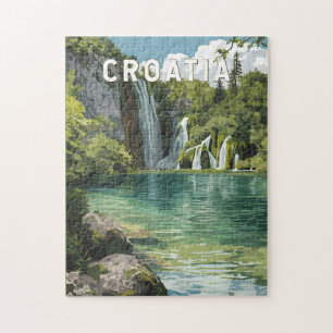 Quebra-cabeça Ilustração de viagem de arte vintage da Croácia