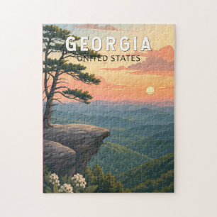 Quebra-cabeça Ilustração de Viagem de Arte Vintage da Geórgia