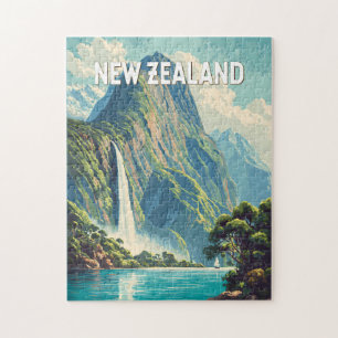 Quebra-cabeça Ilustração de Viagem de Arte Vintage da Nova Zelân