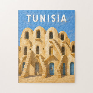 Quebra-cabeça Ilustração de Viagem de Arte Vintage da Tunísia