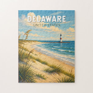 Quebra-cabeça Ilustração de Viagem de Arte Vintage de Delaware