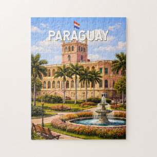 Quebra-cabeça Ilustração de viagem de arte vintage do Paraguai