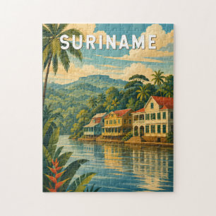 Quebra-cabeça Ilustração de viagem de arte vintage do Suriname