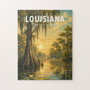 Quebra-cabeça Ilustração de Viagem de Arte Vintage Louisiana