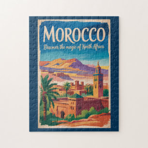 Quebra-cabeça Ilustração de Viagem de Arte Vintage Marrocos