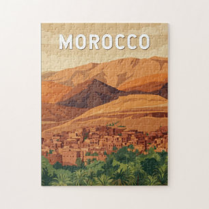 Quebra-cabeça Ilustração de Viagem de Arte Vintage Marrocos