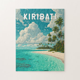 Quebra-cabeça Ilustração de Viagem de Kiribati Arte Vintage