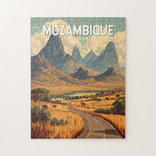Quebra-cabeça Ilustração de Viagem de Moçambique Arte Vintage