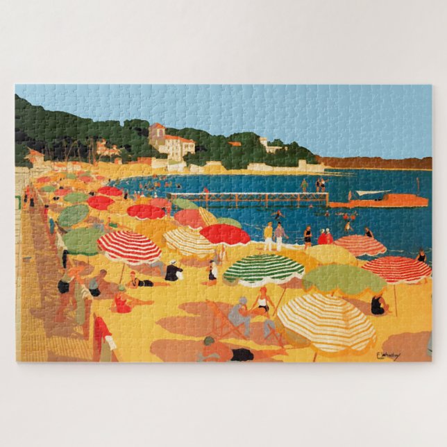 Quebra-cabeça Ilustração de Viagem de praia da Riviera francesa  (Horizontal)