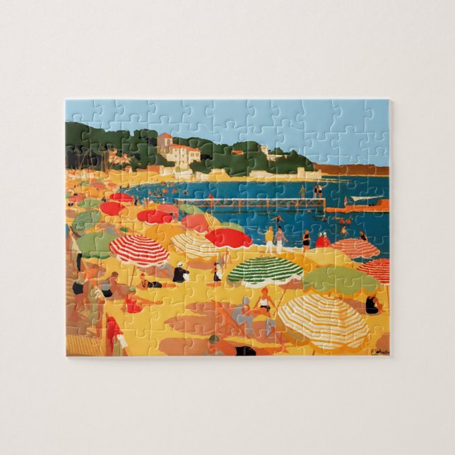 Quebra-cabeça Ilustração de Viagem de praia da Riviera francesa  (Horizontal)
