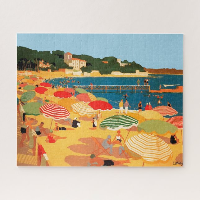 Quebra-cabeça Ilustração de Viagem de praia da Riviera francesa  (Horizontal)
