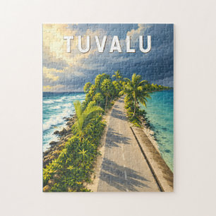Quebra-cabeça Ilustração de Viagem de Tuvalu Arte Vintage