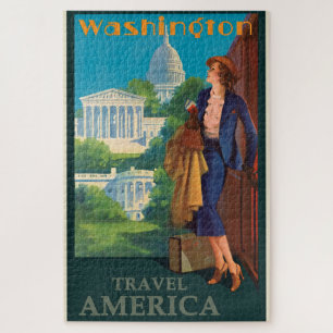 Quebra-cabeça Ilustração de Viagem de Vintage Washington DC