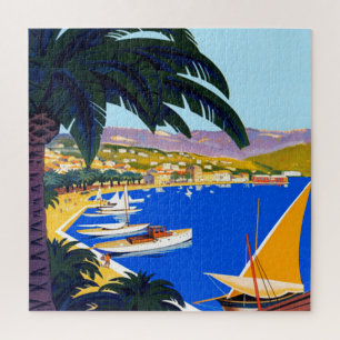 Quebra-cabeça Ilustração de Viagem do Cote D'Azur Vintage