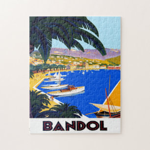 Quebra-cabeça Ilustração de Viagem do Cote D'Azur Vintage