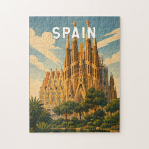 Quebra-cabeça Ilustração de Viagem Espanha Arte Vintage
