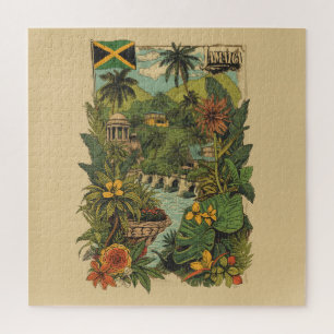 Quebra-cabeça Ilustração de viagem Jamaica em estilo retrô
