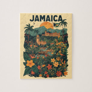 Quebra-cabeça Ilustração de viagem Jamaica em estilo retrô