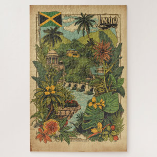 Quebra-cabeça Ilustração de viagem Jamaica em estilo retrô