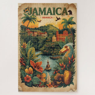 Quebra-cabeça Ilustração de viagem Jamaica em estilo retrô