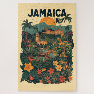 Quebra-cabeça Ilustração de Viagem Jamaica Estilo Vintage