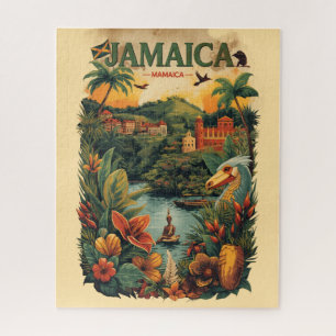 Quebra-cabeça Ilustração de Viagem Jamaica Estilo Vintage