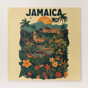 Quebra-cabeça Ilustração de Viagem Jamaica Estilo Vintage