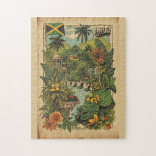 Quebra-cabeça Ilustração de Viagem Jamaica Estilo Vintage