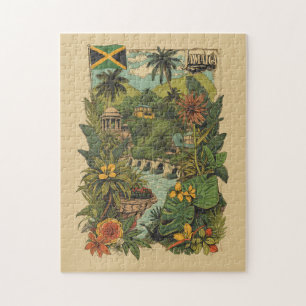 Quebra-cabeça Ilustração de Viagem Jamaica Estilo Vintage