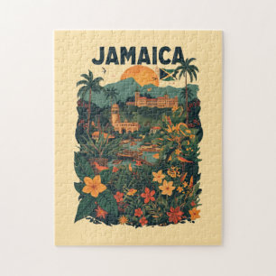 Quebra-cabeça Ilustração de Viagem Jamaica Estilo Vintage