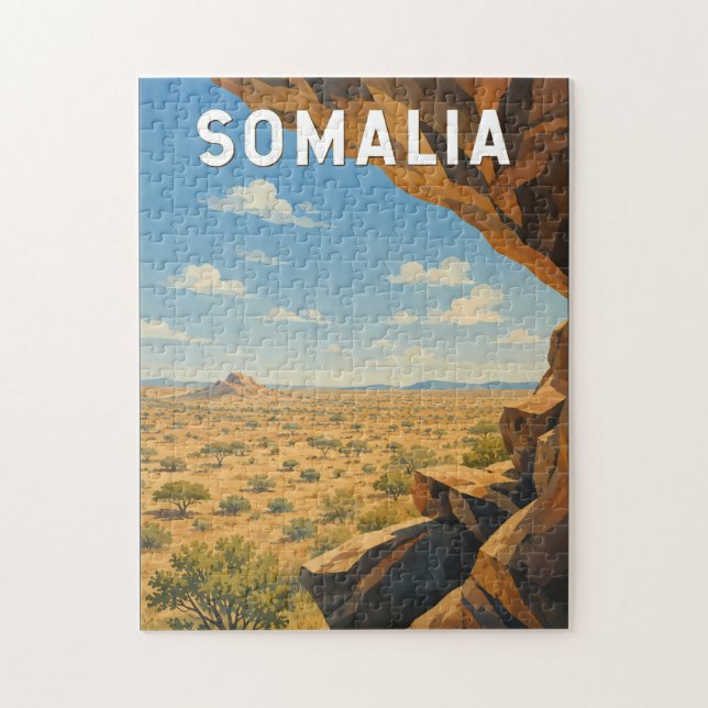 Quebra-cabeça Ilustração de viagem vintage da Somália (Vertical)