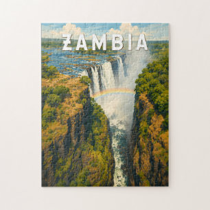 Quebra-cabeça Ilustração de viagem vintage da Zâmbia