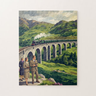 Quebra-cabeça Ilustração de Viagem Vintage das Terras Altas Esco