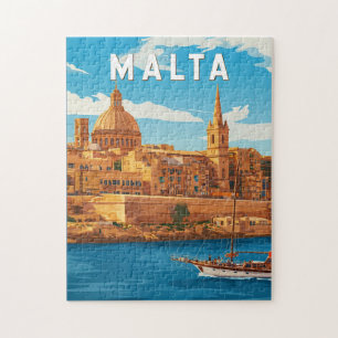 Quebra-cabeça Ilustração de viagem vintage de Malta Arte