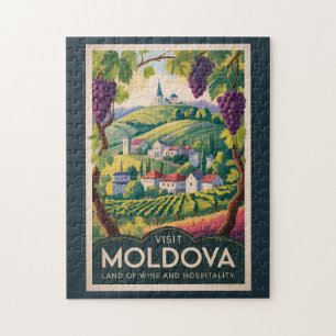Quebra-cabeça Ilustração de Vinícola da Moldávia Viagem Arte Vin