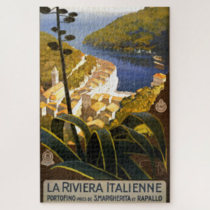Quebra-cabeça Ilustração de Vintage Portofino Itália Riviera