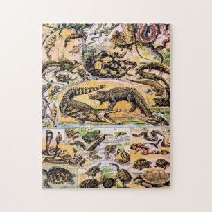 Quebra-cabeça Ilustração de Vintage Reptiles por Adolphe Millot
